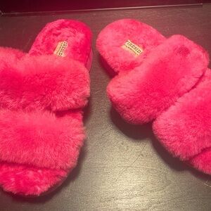 Dearfoams womens Fireside Benalla All Over Shearling Dbl Band Easy on/Off Slide